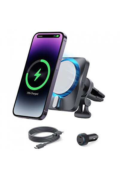 ESR Car Holder with Wireless Charging, 3 Pieces, Cable, Car Charger and Magsafe, (2B513) - Silver