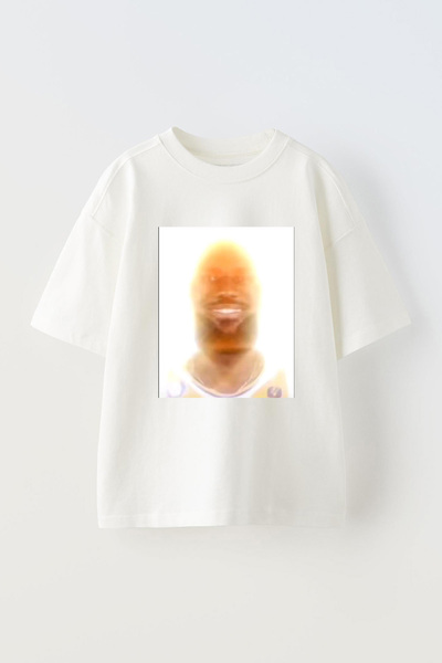 Anetos Μπλουζάκι Smiling Man με τύπωμα Unisex Cotton White oversized