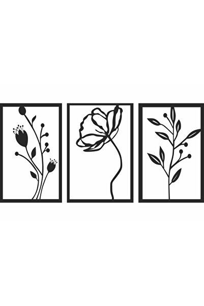 OEM Decor perete Personalizabil 3 Flori HH272 din lemn - 38 L x 18 H (cm)