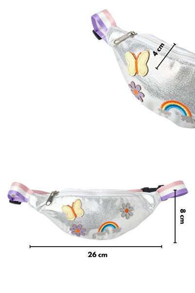 Le Mabelle Gümüş Gökkuşağı Figürlü Kız Çocuk Bel Çantası