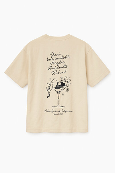 Altair Tr Oversize Beige Women's Bachelorette Hen Party Printed T-Shirt