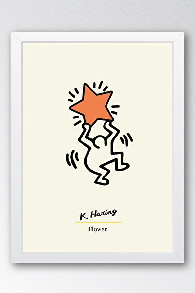 Saturn Pictură înrămată cu flori Keith Haring - Floare - Decor de perete în s...