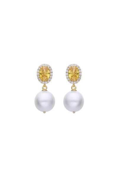 Luxenter Cercei din Argint 925 și piatra naturala Padparadscha finisati cu Aur galben de 18 k