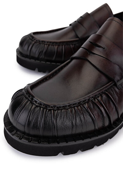 Tamer Tanca Men's Genuine Leather Brown Loafer Shoes