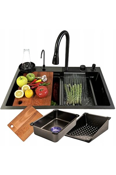 RAY Multifunctional sink, kitchen, faucet, ABS chopper, LCD display, glass washer, accessories included