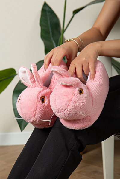 Miss dark Tavşan Figürlü Peluş Panduf Ev Pandufu Unisex Tavşanlı Panduf