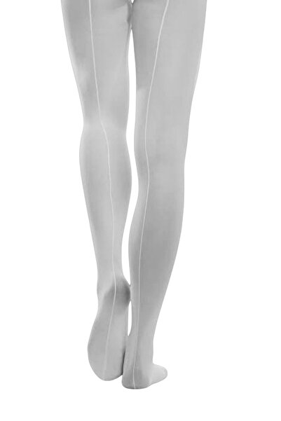 Ada Kostüm Tasarım Beyaz Arkadan Dikişli Külotlu Bale Çorabı-Çocuk