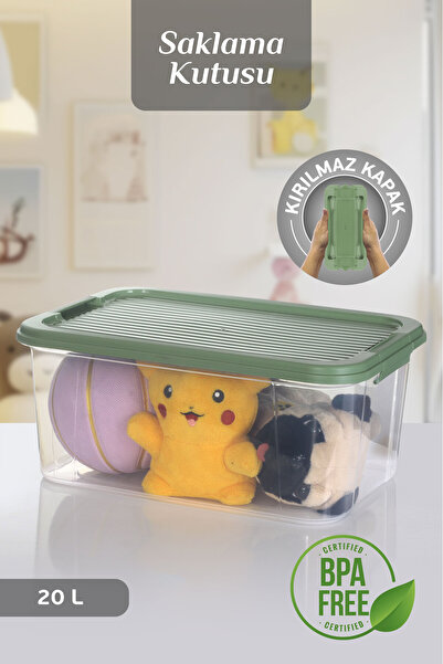 MOİ 20 Lt Multibox Storage Container - Multi-Purpose Organizer with Lockable Lid Pantry Storage Storage Box