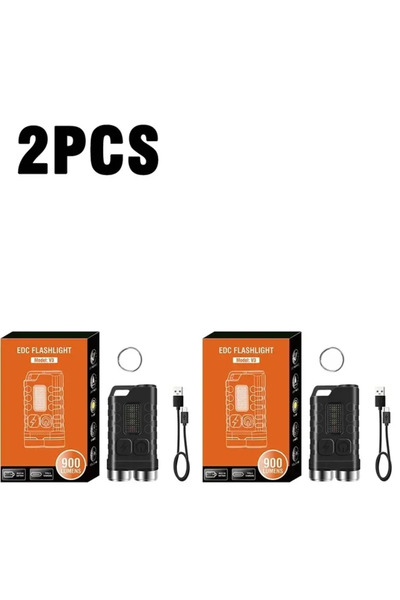 Choice Black 2PCS V3 EDC Flashlight Keychain Light 900 Lumens Handheld Portable Super Bright TYPE-C USB Cha