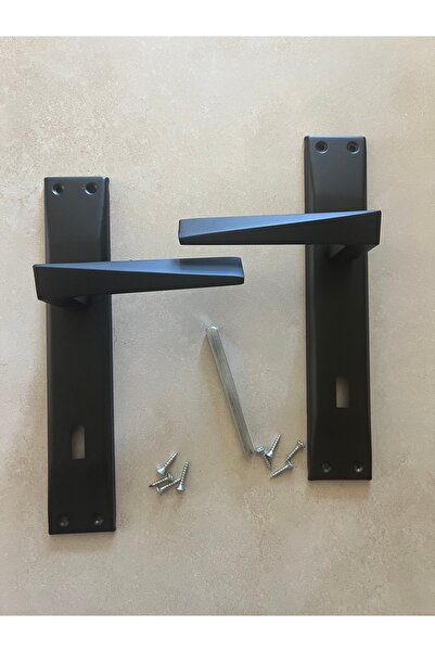 ÇELİKEL Oda Prizma Anka Mat Siyah Oda Kapı Kolu Takım (Sağ-Sol)
