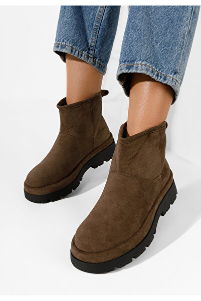 B T Shoes Hnedé kotníkové zimní boty Tenderly
