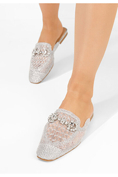 B T Shoes Stribrné dámské dřeváky Jamila