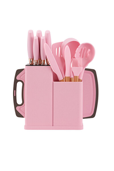 LEIHMANN Set of 19 pink silicone kitchen utensils