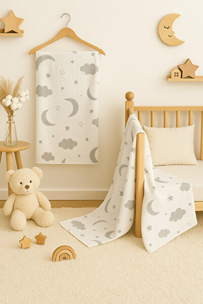 BeygeBaby 100% Cotton Fabric Muslin Gray Cloudy Baby Cover & Baby Blanket 80*100