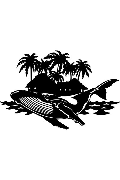 OEM Decor perete Balena HH805 din lemn - 37 L x 25 H (cm)