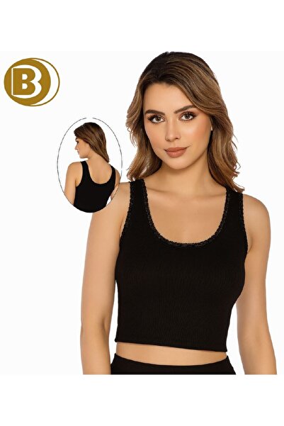 Belinay Women'S, Round Neck Thick Straps, Black Crop