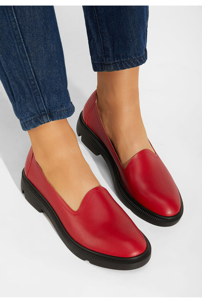 B T Shoes Manara women's red leather casual shoes