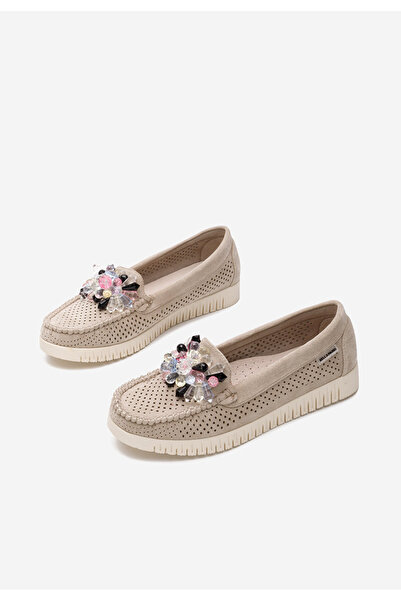 B T Shoes Béžové dámske letné mokasíny Lynna