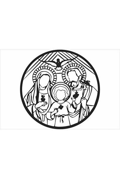 OEM Decor perete Personalizabil Familia Sfanta HHH646 din lemn - 38 L x 38 H ...