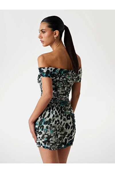 Guess Off Shoulder Kadın Çok Renkli Elbise W5YK21KCZC2-PJ1R