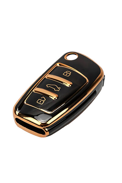 LUVLU Husa premium cheie Audi tip briceag, compatibila A1 A3 A4 A6 A8 Q3 Q5 Q...