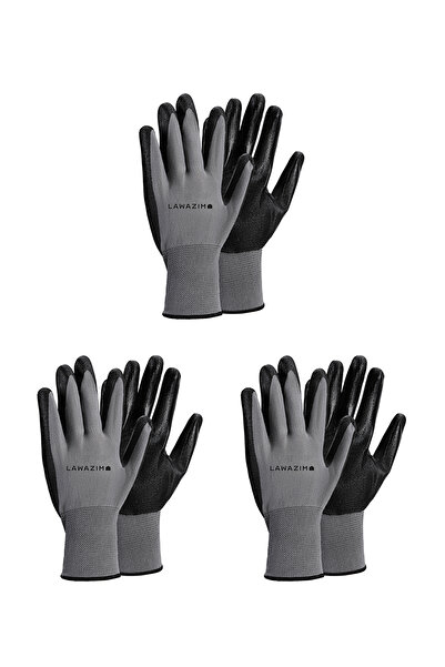 Lawazim قفازات عمل قطنية، 3 أزواج، رمادية اللون، قفازات واقية غير قابلة للانز...