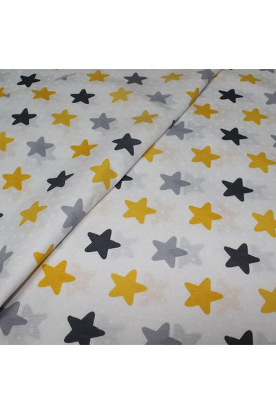 SerSev Cotton Bedding Fabric 100*240 cm Yellow Star Patterned Meterage Sheet Pillow Home Textile Fabric
