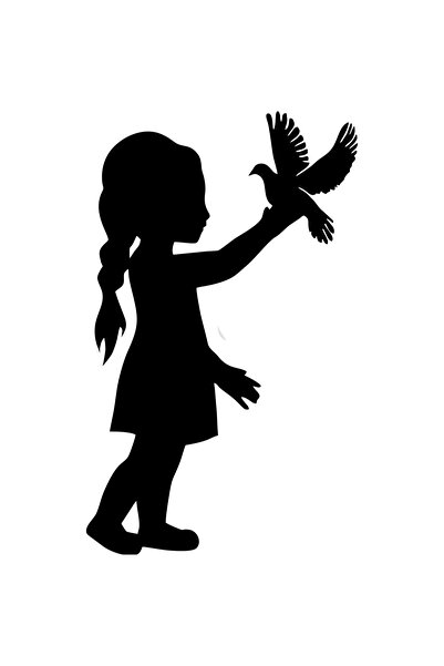 OEM Decor perete Fetita cu Porumbel HH692 din lemn - 20 L x 33 H (cm)