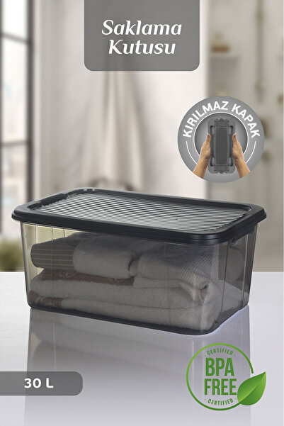 MOİ 30 Lt Multibox Storage Container - Multi-Purpose Organizer with Lockable Lid Pantry Storage Storage Box