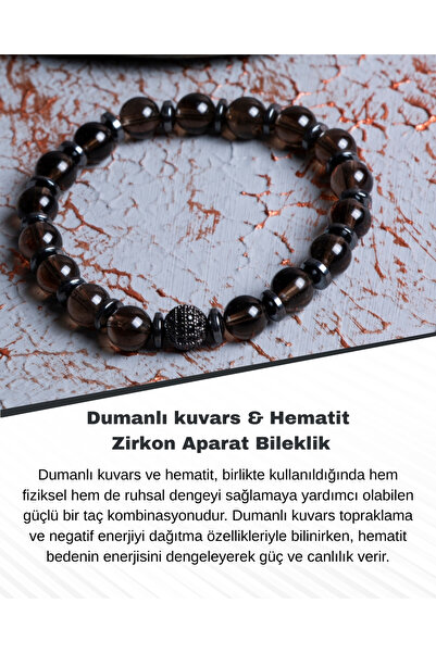 Saff Doğal Taş سوار من الكوارتز الدخاني والهيماتيت والزركون