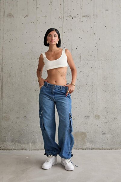 ALPACO Μπλε τζιν παντελόνι με πλαϊνές τσέπες