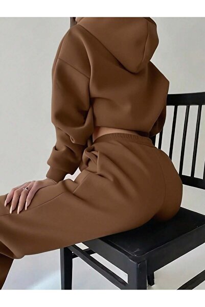 Velostra Daily 3 Thread Comfortable Heart Printed Winter Thick Bottom Top Hooded Sweatshirt Set