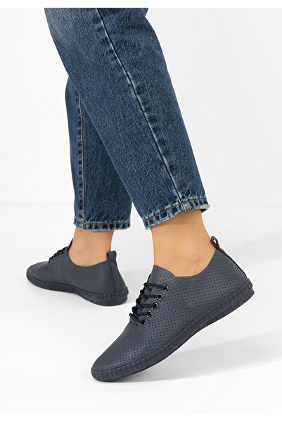 B T Shoes Tmavě modré dámské polobotky Skede