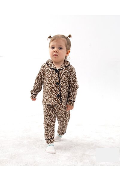 DEFNE LİNA BABY طقم بيجامات أطفال موسمية مصنوعة من القطن بنسبة 100% وياقة مزد...