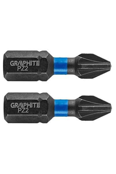graphite Impact bits, PZ2, 1/4", set of 2, PZ2x25 mm,