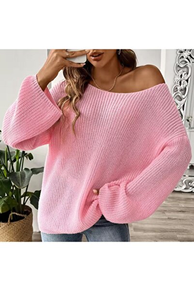 banessa Pulover de damă cu guler barcă, tricotaje lejere de sezon