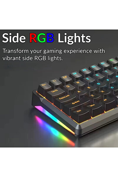 Gaming Gambler لوحة مفاتيح ميكانيكية للألعاب، 68 مفتاحًا، مفتاح أحمر/أزرق، إضاءة RGB، لغة عربية، سلكي USB Type C -RedSwitch