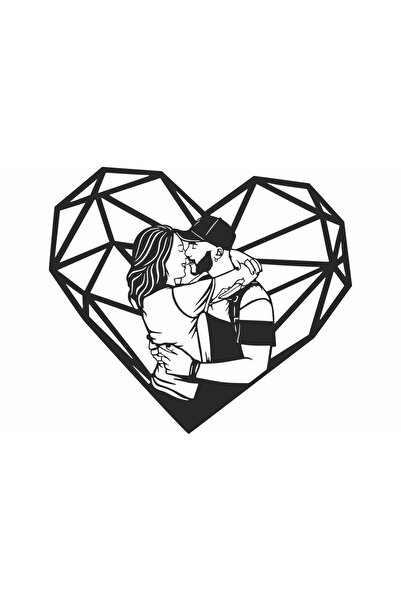 OEM Decor Geometric Personalizabil perete Cuplu in Inima din lemn - 43 L x 38 H (cm)