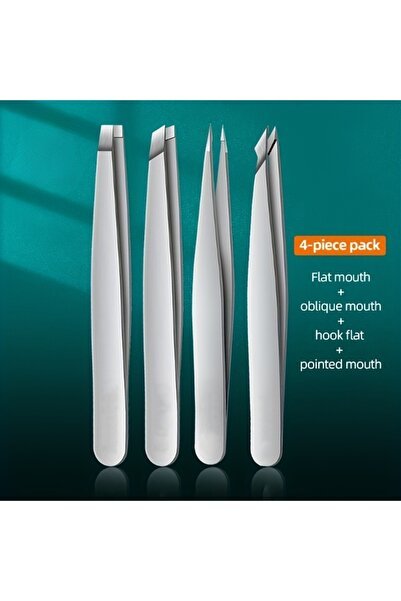 Choice12 مجموعة ملاقط الحواجب الفضية من أورينر MNS025، 4 قطع، مصنوعة من الفول...