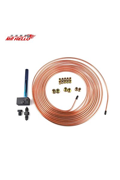 Choice suit 3/16 + 25ft Non-rust Brake Pipe Flaring Tool SAE + Copper Brake Line Kits Efficiently Reaming A