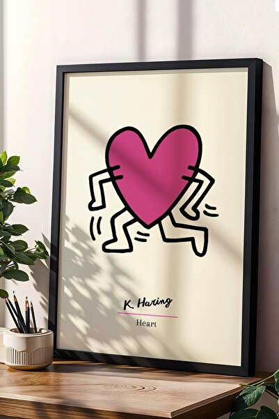 Saturn Pictură înrămată cu inimă Keith Haring - Inimă - Decor de perete în st...