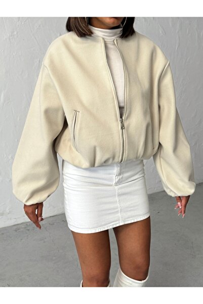 BEJNA Жіноча кремова куртка-бомбер