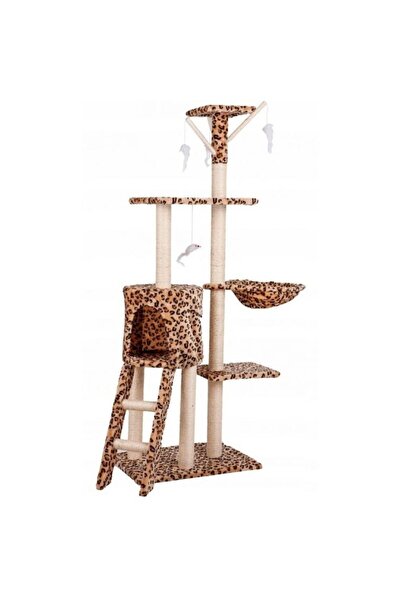 IMK Cat Play Tower, 5 Levels, Sisal-Covered Poles, Soft Bed, Leopard Print
