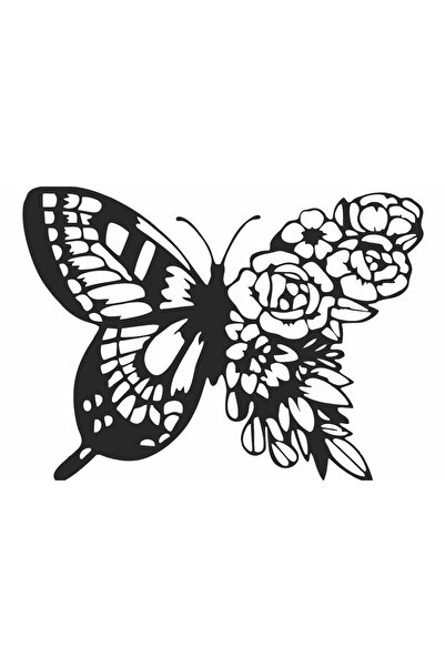 OEM Decor perete Personalizabil Fluture din Flori HHH649 din lemn - 51 L x 38...