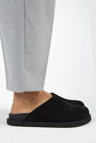 Manijero شبشب نسائي من الجلد الطبيعي من Ateshi، شبشب سايبو مسطح باللون الأسود