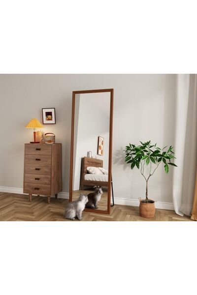Generic Full length mirror 1.60m x 50cm, with aluminum frame and walnut finish