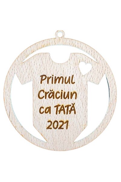 OEM Glob de Craciun HH904 din Lemn Model Primul Craciun ca tata