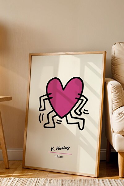 Saturn Pictură înrămată cu inimă Keith Haring - Inimă - Decor de perete în st...