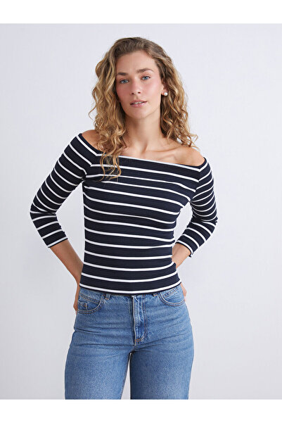 LC Waikiki Tricou pentru femei Vision New Season cu decolteu barcă cu dungi