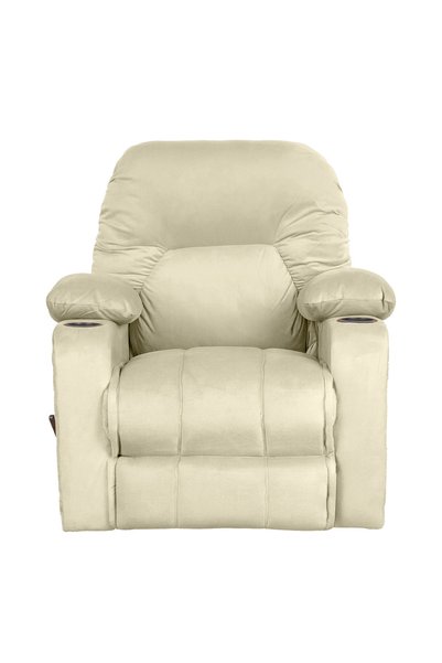 BACK COMFORT |Crown Seat|Velvet Rocking Cinematic Recliner Chair with Cups Holder